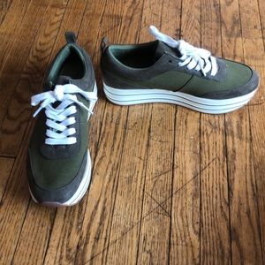 Army green Zara platform heels